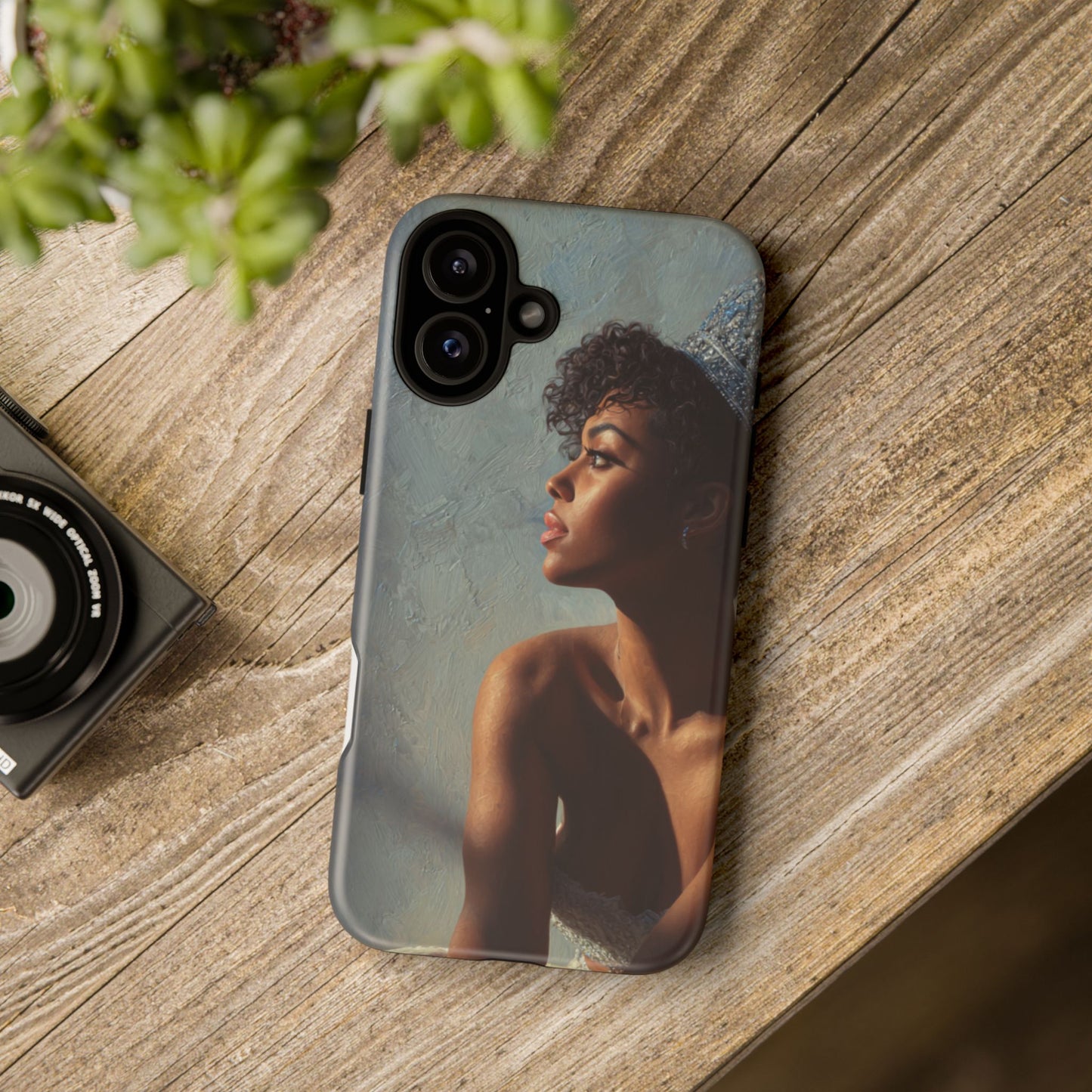 “Crowned in Light” Luxury Art Phone Case | Afrocentric Queen Portrait | Dual-Layer Protection, Glossy Finish