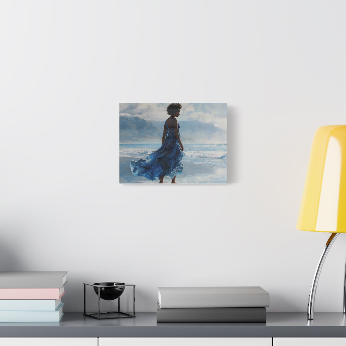 “Whispers of the Tide” Coastal Afrocentric Canvas Wall Art | Serene Black Woman by the Sea | Matte Finish, Ready to Hang