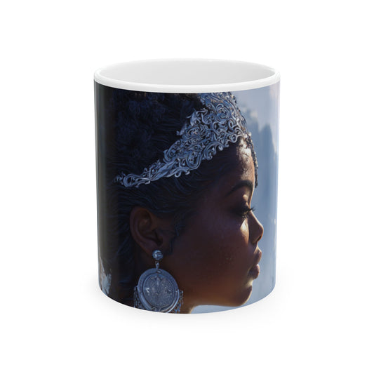 “Crowned in Stillness” – Artistic Regal Portrait Ceramic Mug