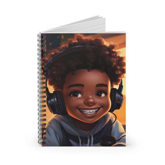 Smiling Gamer Boy Spiral Notebook – Ruled Journal for Kids & Teens