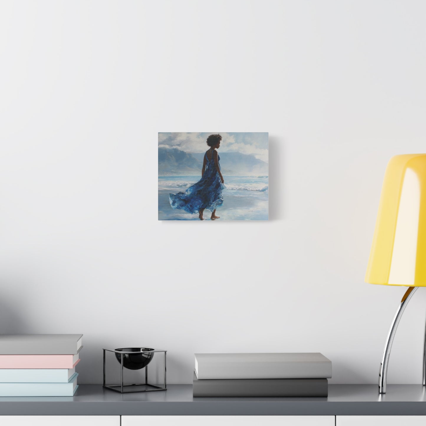 “Whispers of the Tide” Coastal Afrocentric Canvas Wall Art | Serene Black Woman by the Sea | Matte Finish, Ready to Hang