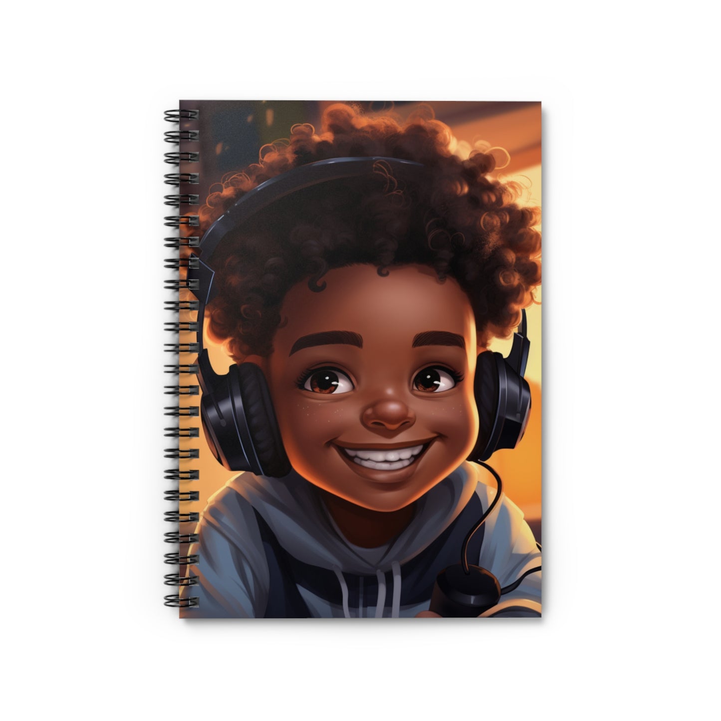 Smiling Gamer Boy Spiral Notebook – Ruled Journal for Kids & Teens